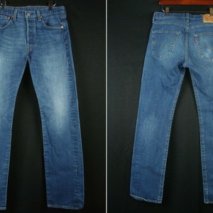 31.5x32(33x34tag) Levi's 501 Button Fly Blue Denim Jeans Vintage Faded Y2K Boyfriend