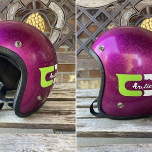 Vintage Arctic Cat Purple Metal flake Helmet 60s 70s