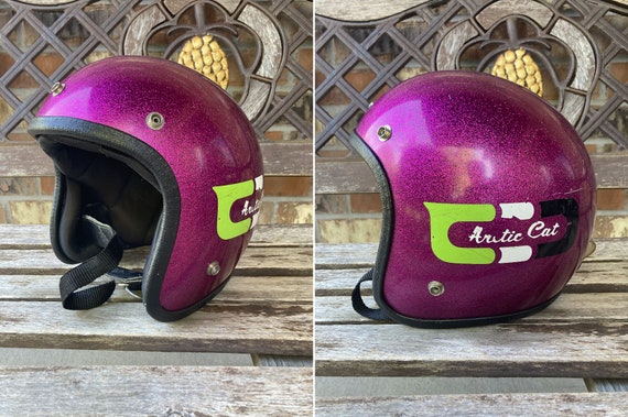 Vintage Arctic Cat Purple Metal flake Helmet 60s … - image 1