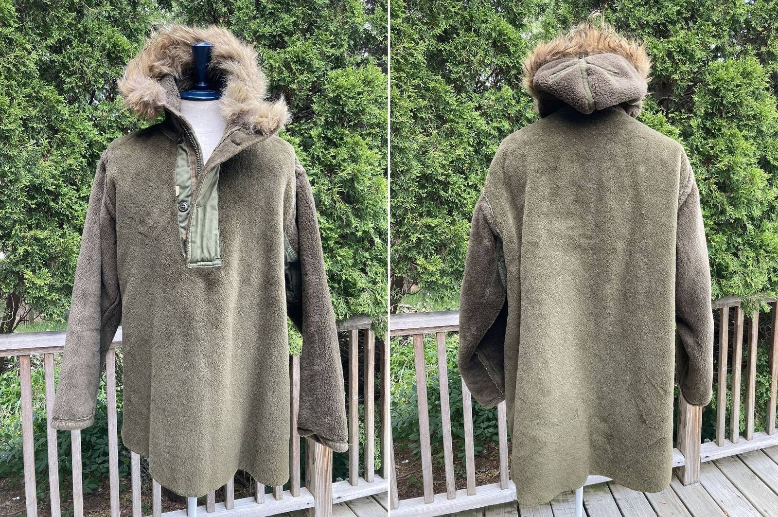 40s U.S. ARMY M-43 Field Coat Pile Liner Coyote Fur Military Parka 