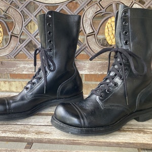 NOS 1958 Size 10R Black Leather Lace up Cap Toe Army Combat Jump