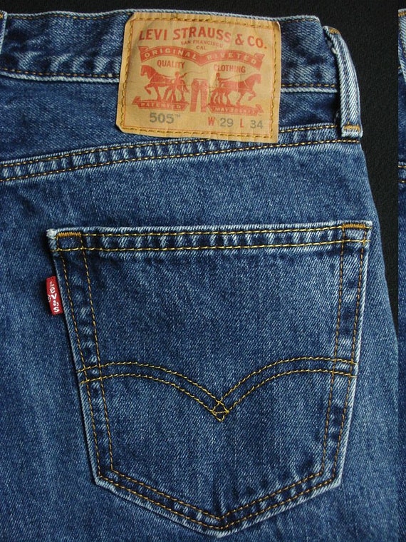 30 X 33(29x34tag) Levi's 505 Straight Leg Blue Denim Jeans Y2K