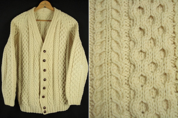 Vintage Handknitted Cable knit Fisherman Cardigan