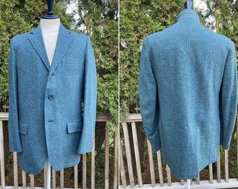 Size 38 Wool Tweed 3B Sport Coat Blazer Jacket Vintage 60s 70s