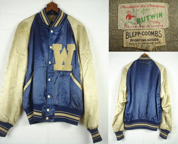 40's CAMPUS satin jacket