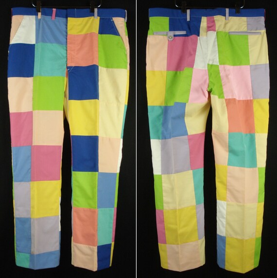 39 x 30.5 Vintage Color Block Colorful Patchwork S