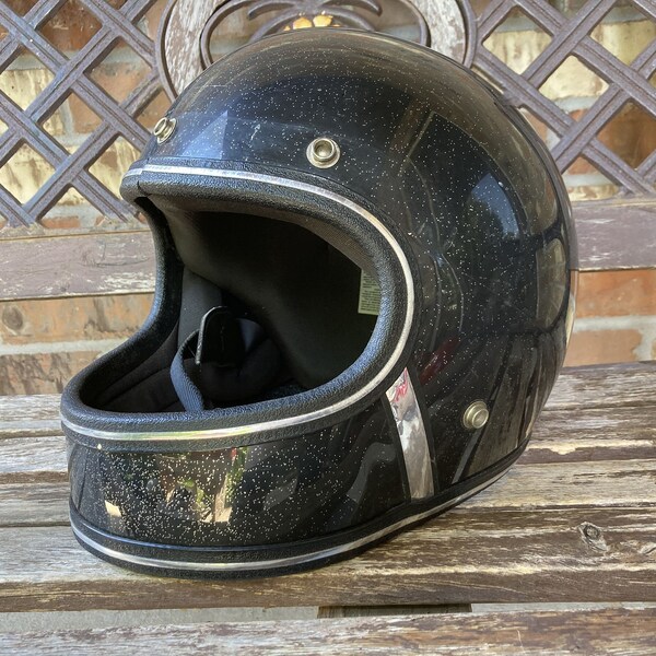 Vintage NORCON TW-1 Full Face Helmet Black Metal flake Fits L-XL