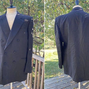 fits 44 Rare Pure Linen Tuxedo Coat Jacket Double Breasted cloth by Scabal Hand Tailored