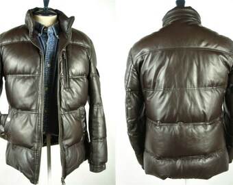Size S Lambskin Soft Leather Quilted Down Filled Puffer Jacket by MEN'S BIGI Japan