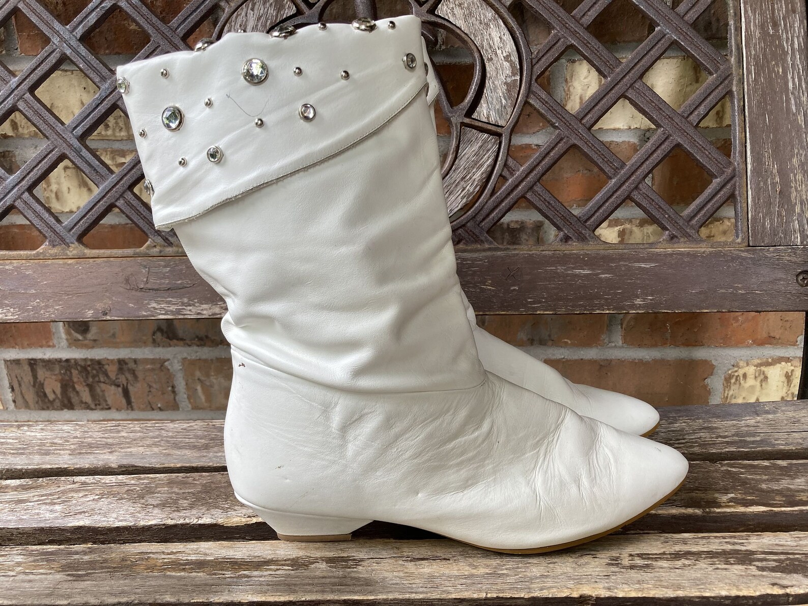cheap white leather boots