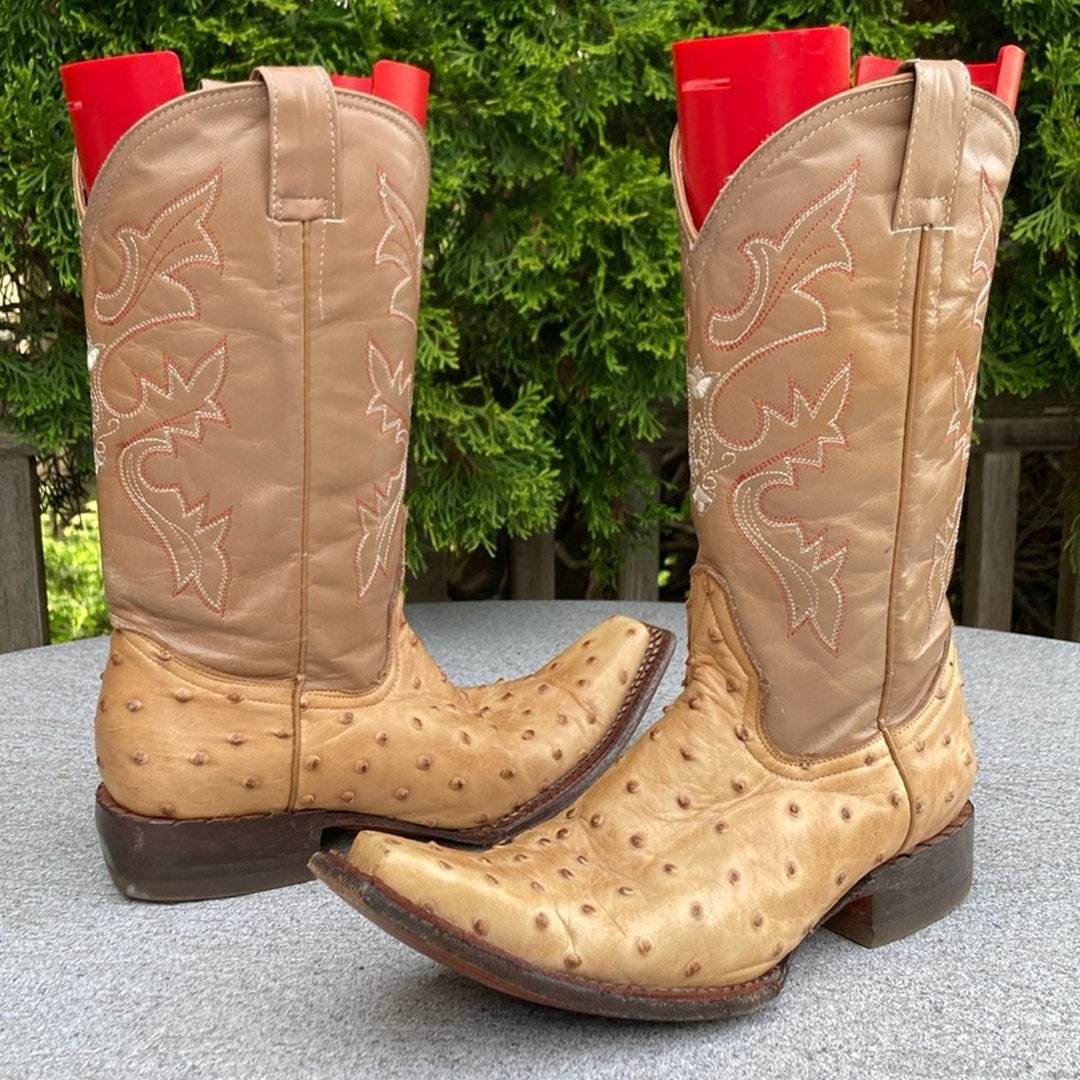 Bottes Cowboy Autruche EL Dorado – Noires, Faites Main, Taille 10.5 D