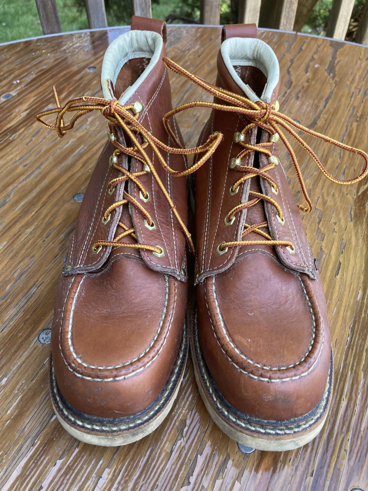 9.5 EE Brown Leather Moc Toe Work Boots Vintage 90s Made in 