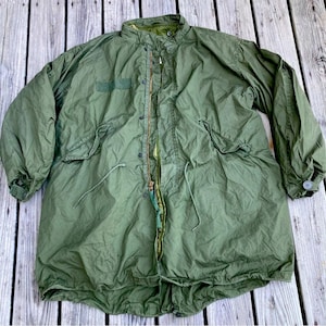L 70s US Army M-65 Extreme Cold Weather Fishtail Parka W/lining 
