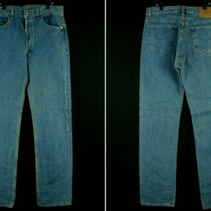 33x33.5 (34x34 tag) 90s USA Levi&#39;s 501 Button Fly High Rise Blue Jeans Vintage