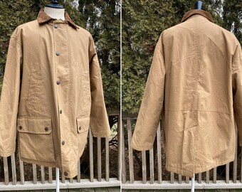 Size L Polo by Ralph Lauren Wax Cotton Oilcloth Field Barn Jacket Corduroy Collar