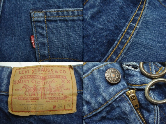 32x29.75(34x30tag) Levi's 517 Boots Cut Jeans Blu… - image 3
