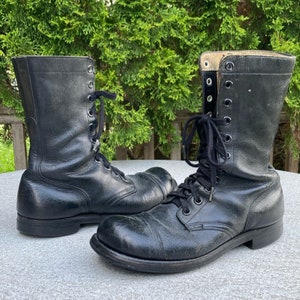 10.5R Vintage US Army Cap Toe Leather Combat Boots 50s READ