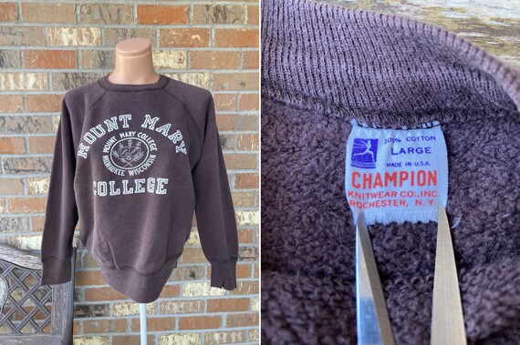 60s Champion Runner Tag Sweat Shirt Sweatshirt Vintage Mount Mary College -  Etsy