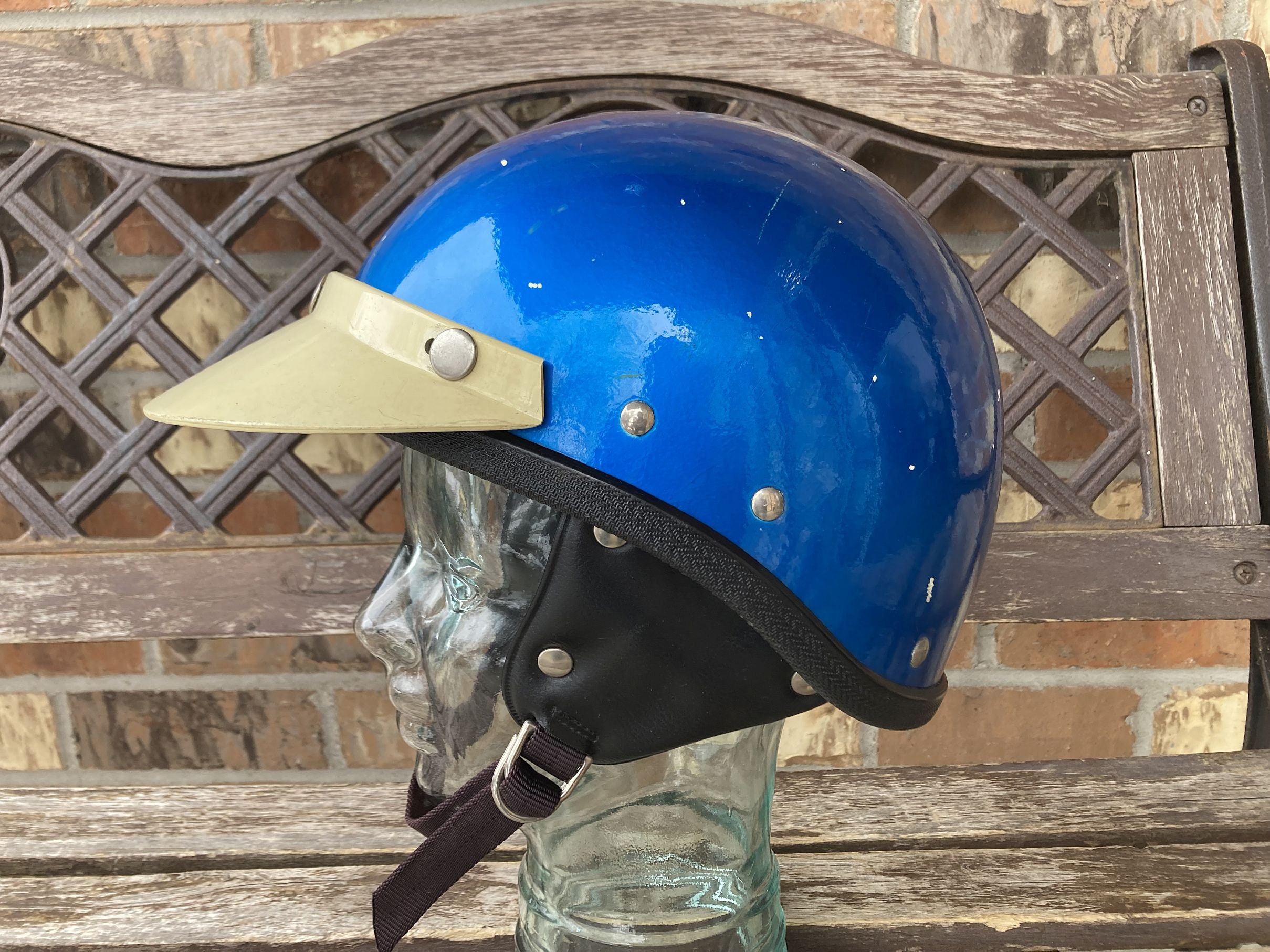 Buy 60s BUCO TRAVELER Motorcycle Half Helmet Blue Painted Chopper 