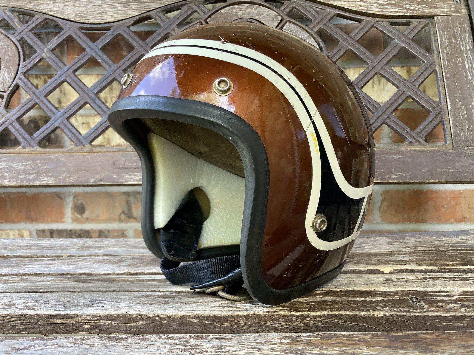 Cleaned Vintage YAMAHA Motorcycle Helmet Dark Bronze L Etsy
