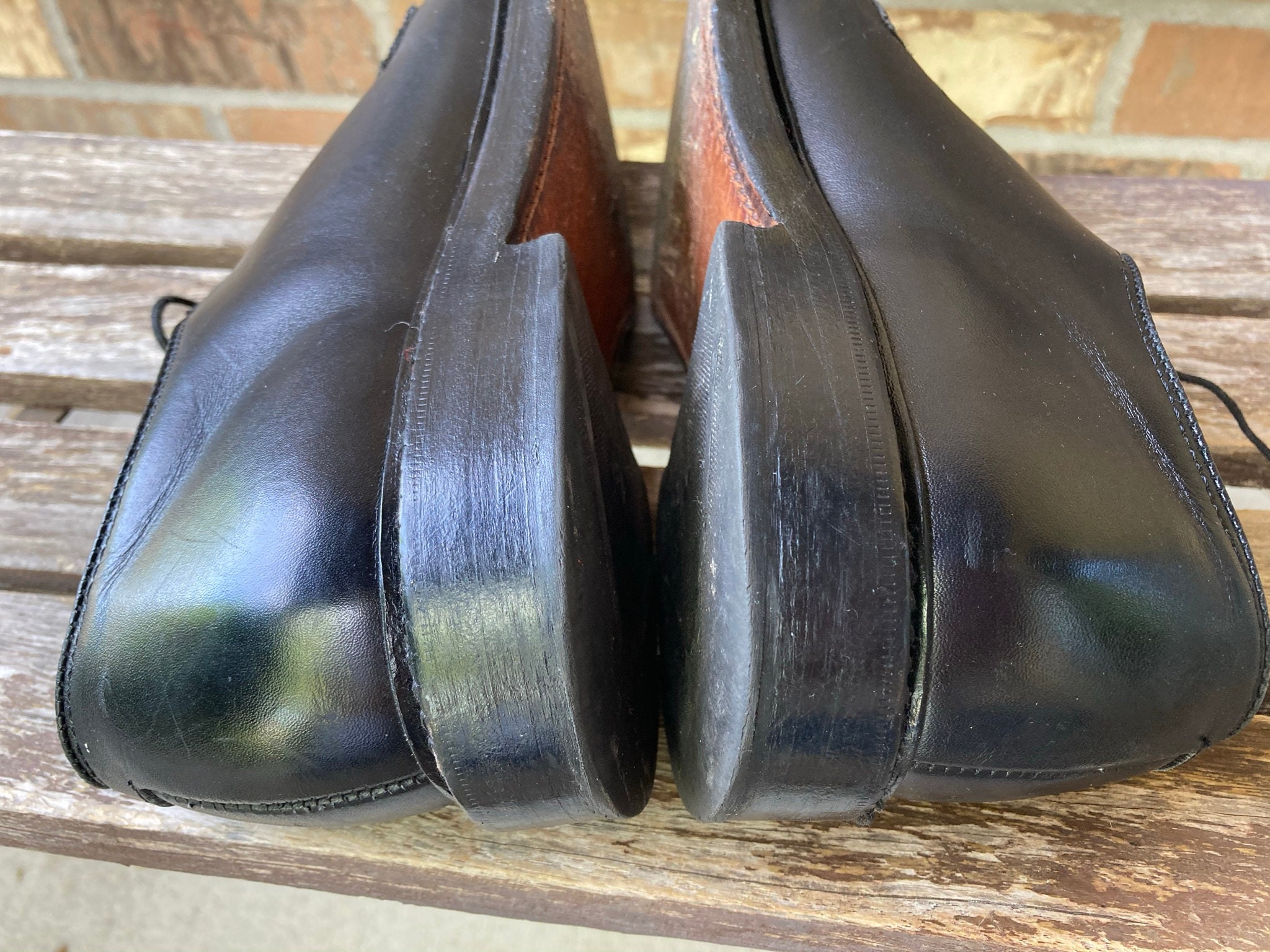 9D Vintage Allen Edmonds Leeds Plain Toe Leather Shoes Black