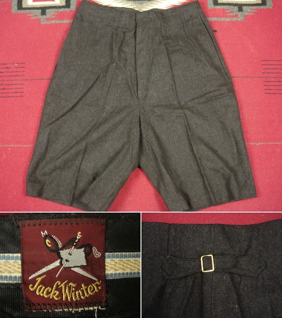 50s Buckle Back Wool Shorts Bermuda Trouser Dress… - image 1