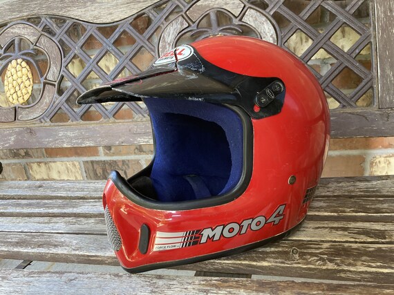 Cleaned 80s Vintage BELL MOTO 4 Red Motocross Motorcycle Helmet 7 1 2 60cm Etsy UK