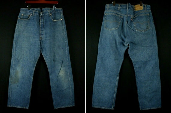 39x29(42x32tag) Levi's 501 Button Fly Blue Denim … - image 1