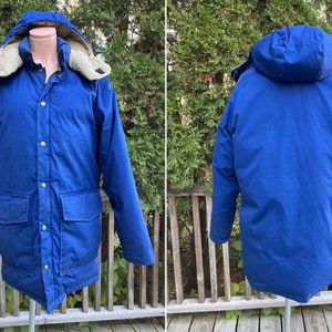 Size M Woolrich Down Filled Puffer Parka Jacket Vintage 80s Blue