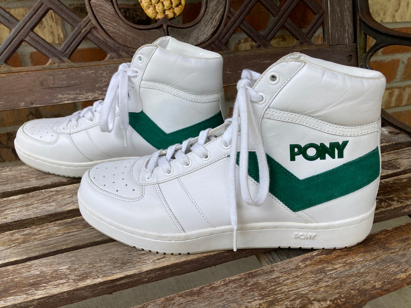 11.5 NOS PONY Uptown Hi-Top Sneakers Shoes White & Green | Etsy