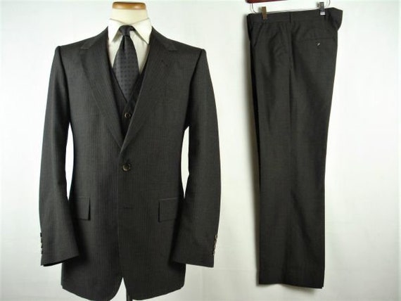 Size 40L Vintage 3 Piece Striped Suit by Arnie Ar… - image 1