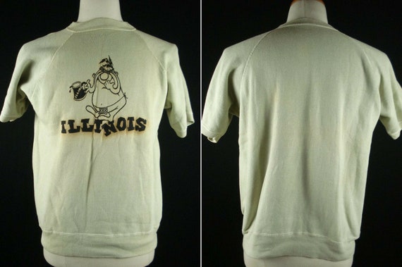 Vintage 60s Sweat Shirt Fighting ILLINI Short Slee