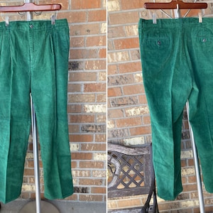 38 x 32 90's Green Color Corduroy Trousers Slacks Pants by Honors