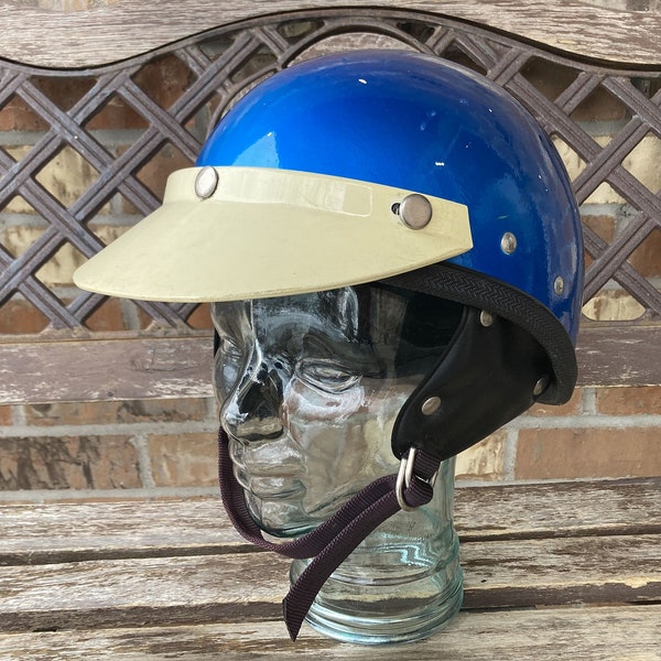 60s BUCO TRAVELER Motorcycle Half Helmet Blue Painted Chopper Bobber