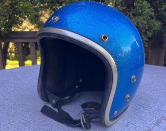 Vintage Motorcycle Helmet, Arthur Fulmer Helmet, Metallic Gold