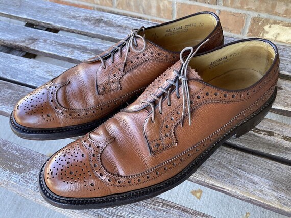 NETTLETON Oxfords Wingtip Vintage Brown Pebbled Leather Men Dress Shoes Size 10. Vintage Nettleton Brown Leather Wingtip Shoes Mens Size 12  main image 3