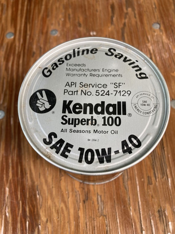 Vintage Kendall Motor Oil Can Superb 100 10W-40 1 Quart 946