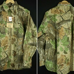 Größe L NOS 90er FIVE BROTHER Extra Schwergewicht Chamois Shirt Holz Camouflage