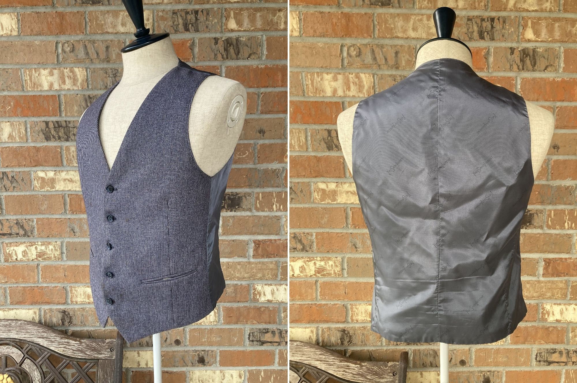 Size 39 Yves Saint Laurent Wool Suit Vest Waist Coat Vintage