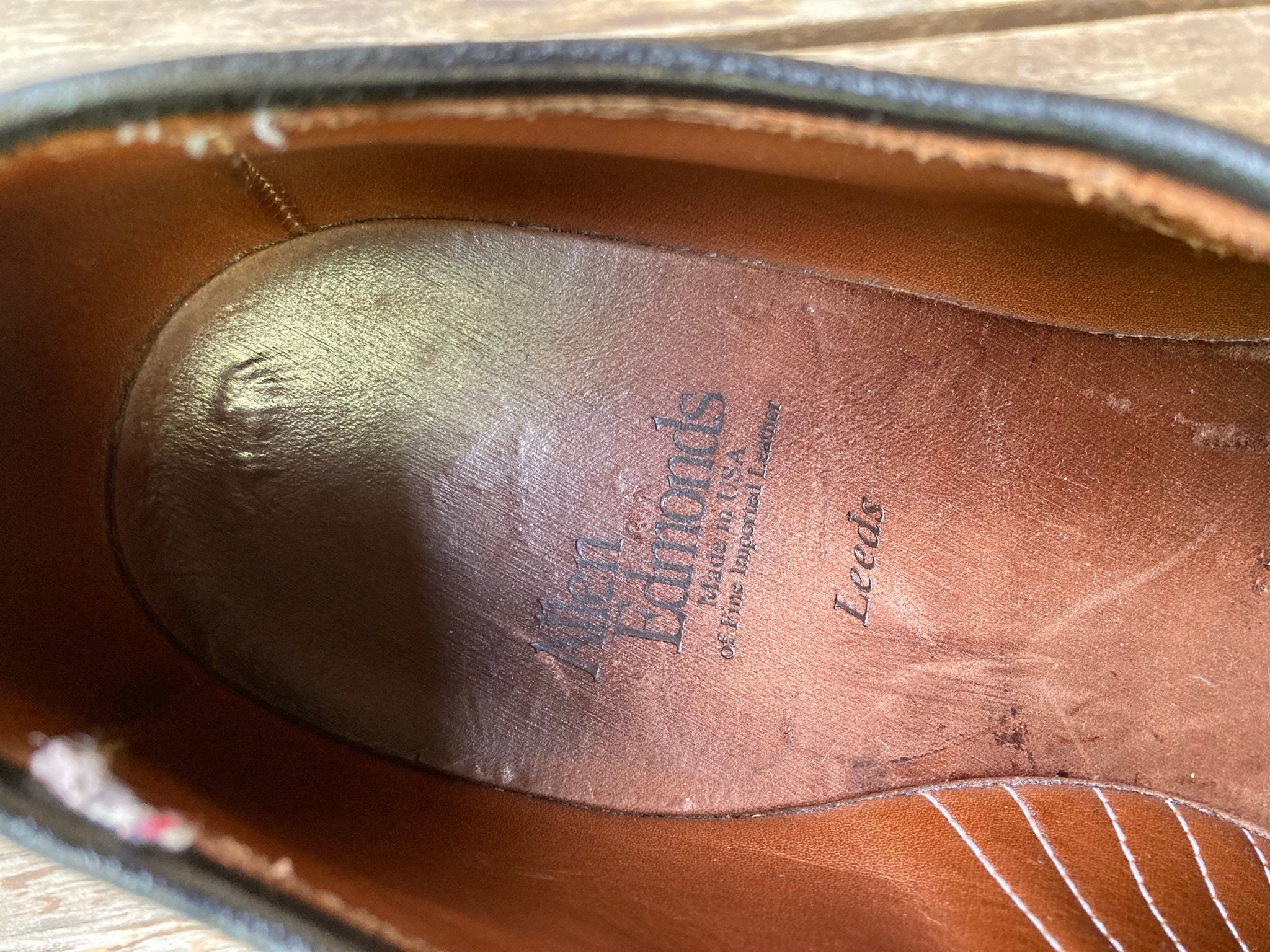 9D Vintage Allen Edmonds Leeds Plain Toe Leather Shoes Black 9D Vintage Allen Edmonds Leeds Plain Toe Leather Shoes Black