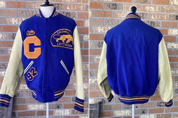Vintage 80s TM Athletic Varsity Jacket Custom Made Wool Patches Mens Size  48