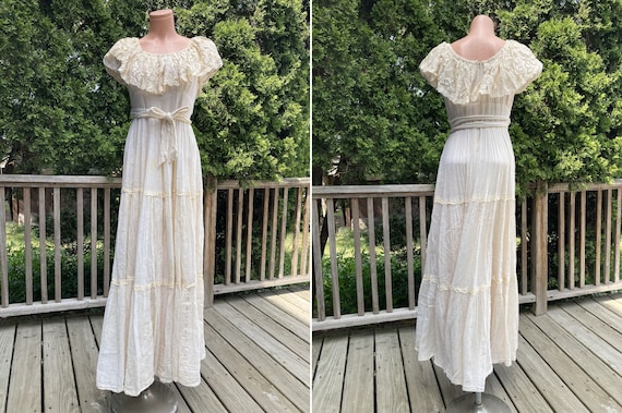 1970's Gunne Sax White Lace Dress Size M/L – Antique Sugar