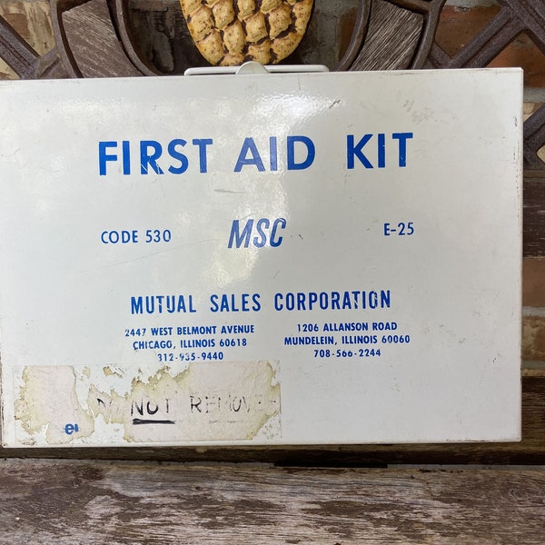 Vintage MSC First Aid Kit Wall Mount Metal Cabinet Box