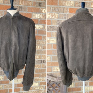 Size Fits M Du Pont Quilon Nubuck Suede Bomber Leather Jacket w/Quilted Lining Vintage 50s 60s
