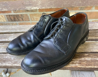 9D Vintage Allen Edmonds Leeds Plain Toe Leather Shoes Black Made in USA