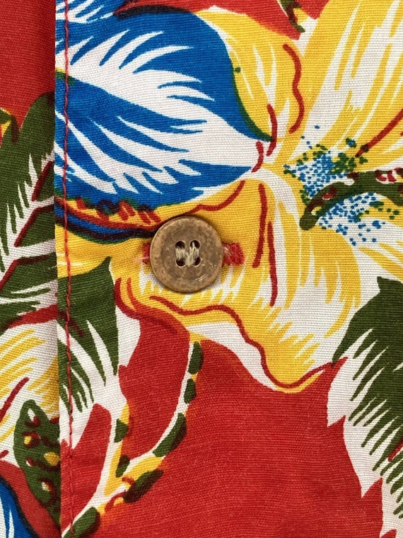 Size S Floral Rayon Hawaiian Aloha Shirt Vintage … - image 4
