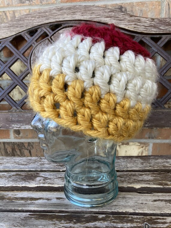 Hand Knit Wool slouchy hat Beanie Cap Handmade St… - image 3