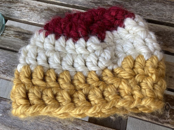 Hand Knit Wool slouchy hat Beanie Cap Handmade St… - image 6