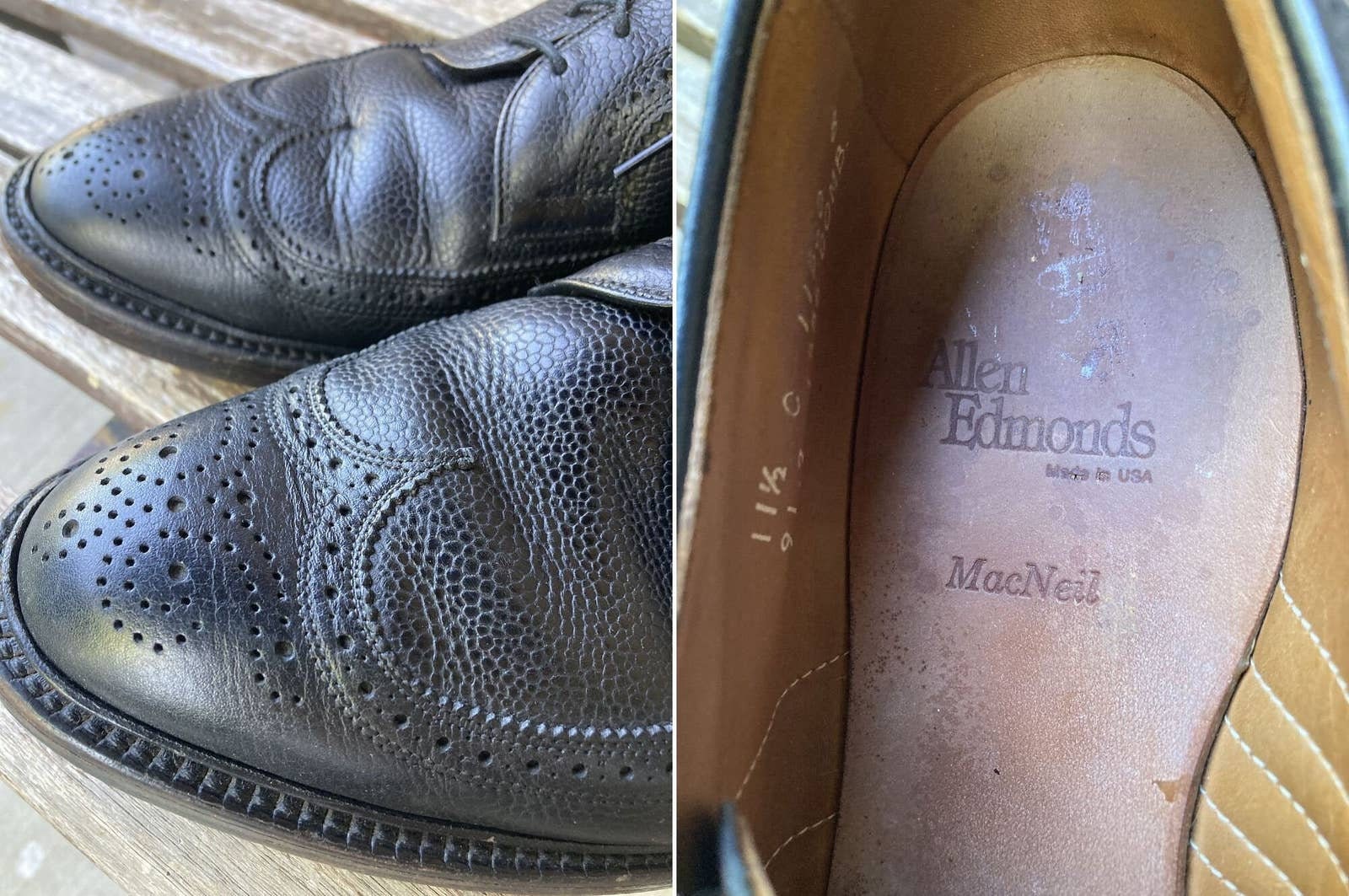 Size 11.5 C Allen Edmonds Macneil Black Leather Oxford Wingtip