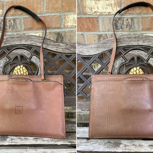 Vintage Schlesinger Belting Leather Handle Portfolio Briefcase Shoulder Bag